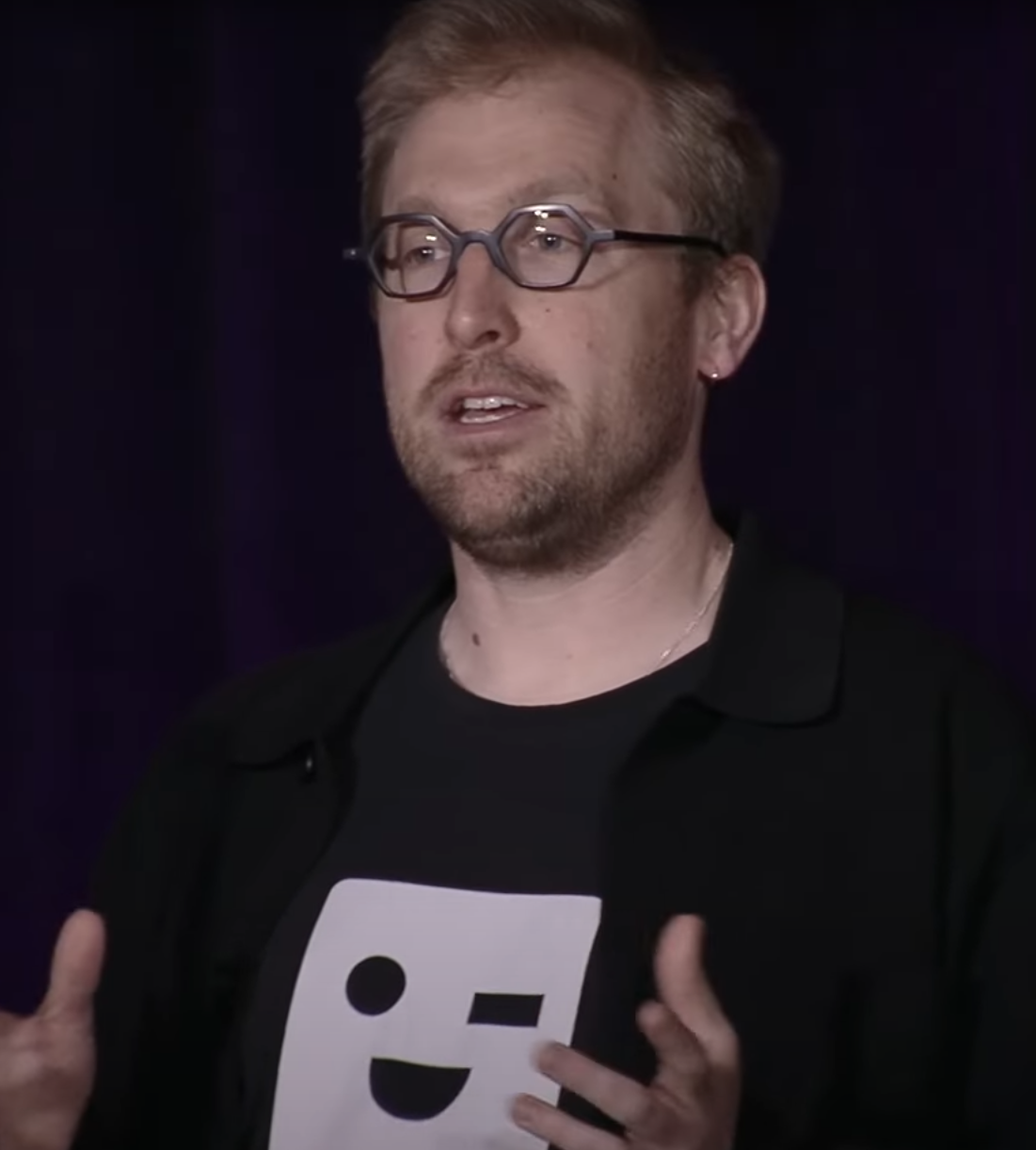 Screengrab of Thomas Keane, Meaning Machine co-founder,speaking at Game Developers Conference